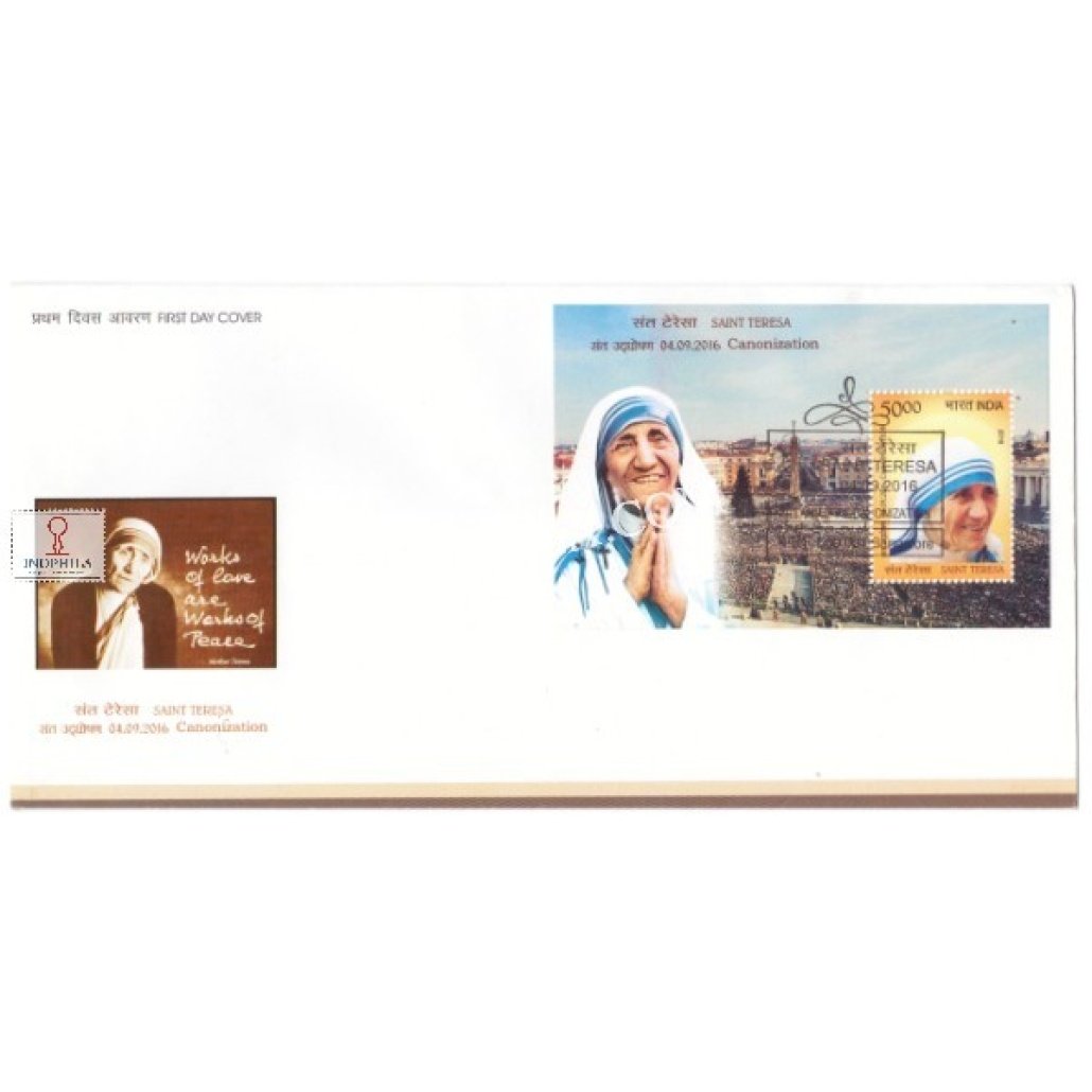 Miniature Sheet First Day Cover Of Mother Teresa - 4 Sep 2016 - Largest ...
