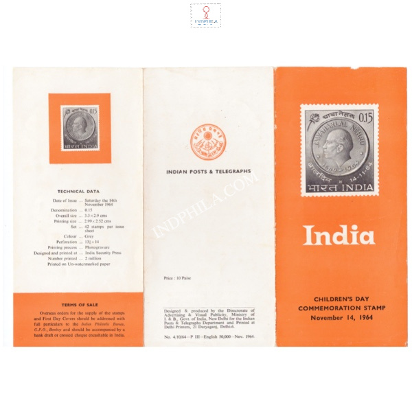 National Childrens Day And 75th Birth Anniversary Of Jawaharlal Nehru Brochure 1964