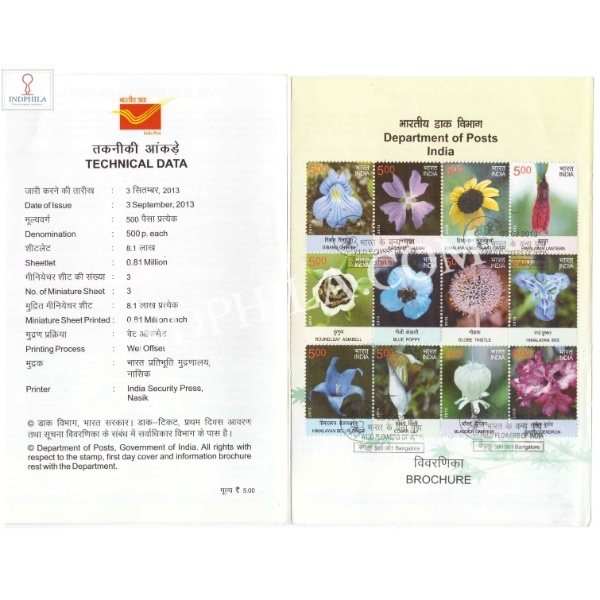 Wild Flowers Of India Brochure With First Day Cancelation 2013