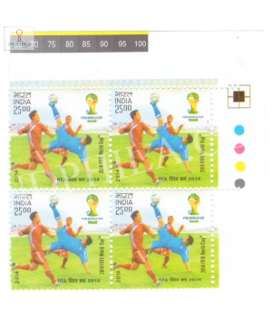 India 2014 2014 Fifa World Cup S4 Mnh Block Of 4 Traffic Light Stamp