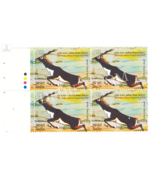 India 2015 3rd India Africa Forum Summit Black Buck Mnh Block Of 4 Traffic Light Stamp