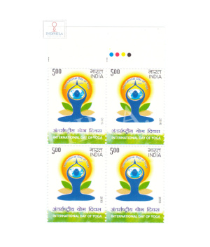 India 2015 International Yoga Day Mnh Block Of 4 Traffic Light Stamp