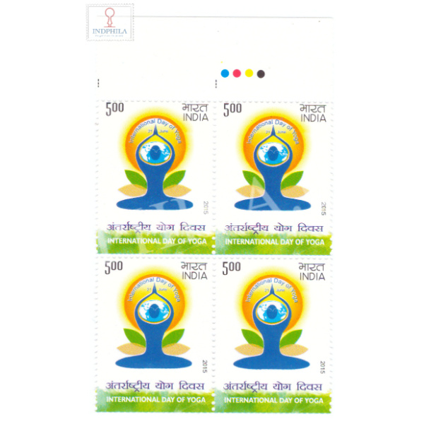India 2015 International Yoga Day Mnh Block Of 4 Traffic Light Stamp