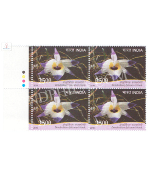 India 2016 Orchids Dendrobium Falconeri Mnh Block Of 4 Traffic Light Stamp