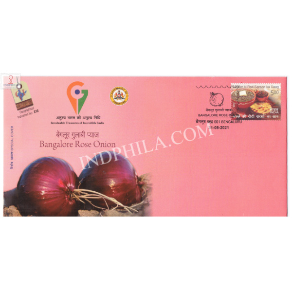 India 2021 Gi Tag Special Cover Of Bangalore Rose Onion Unususal Cover With Hot Foil Embosed Was Released On 31st August 2021 Bengaluru Karnataka