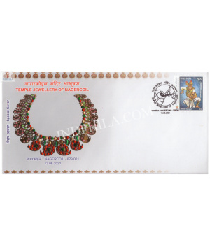 India 2021 Gi Tag Special Cover Of Temple Jewellery Of Nagercoil Unususal Cover With A Real Pices Of Jewellery Work Affixed Was Released On 13th June 2021 Nagercoil Tamilnadu