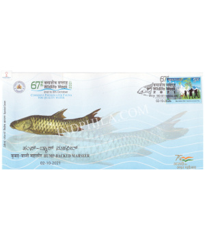 India 2021 Special Cover Of 67th Wildlife Week Hump Backed Mahseer From Bangalore Karnataka