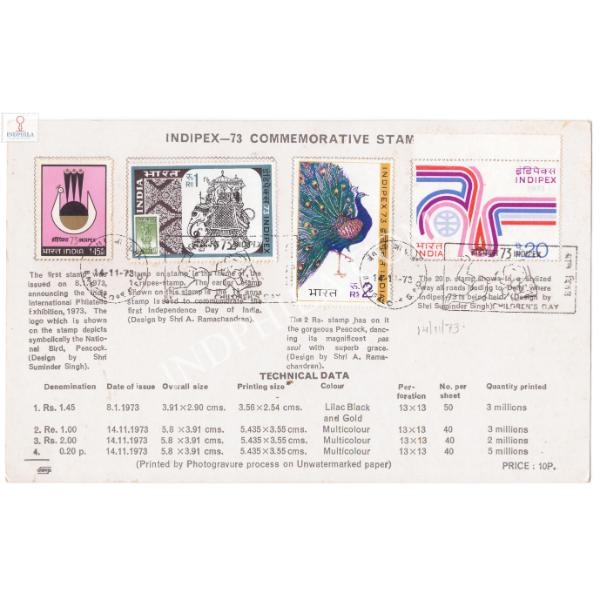 Indipex 73 India International Philatelic Exhibiti New Delhi Brochure With First Day Cancelation 1973