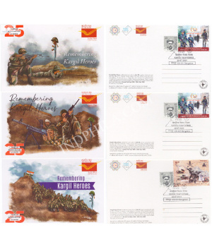 Kargil Vijay Diwas Set Of 3 Cancelled Post Card