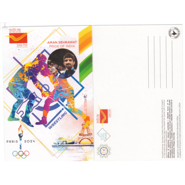 Picture Post Card Of Bronze Medal Winner Amam Sehrawatt In Wrestling Paris Olympics 2024