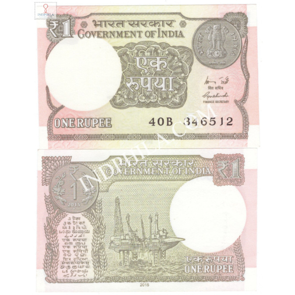 1 Rupees Note R Meharshi Finance Secretary Inset L 2015 6_UNC