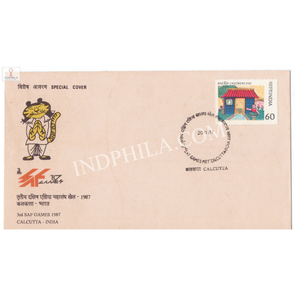 India 1987 Special Cover Of 3rd Saf Games 1987 Calcutta