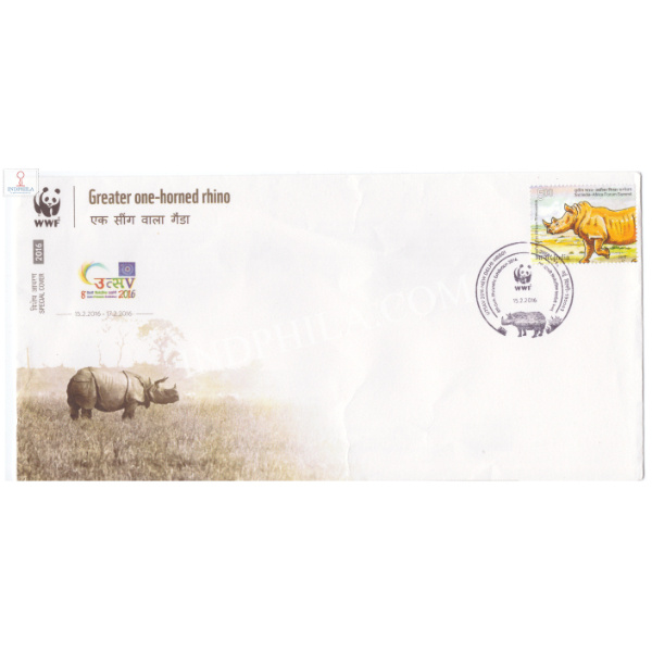 India 2015 Special Cover Of Greater One Horned Rhino Wwf 2015 New Delhi