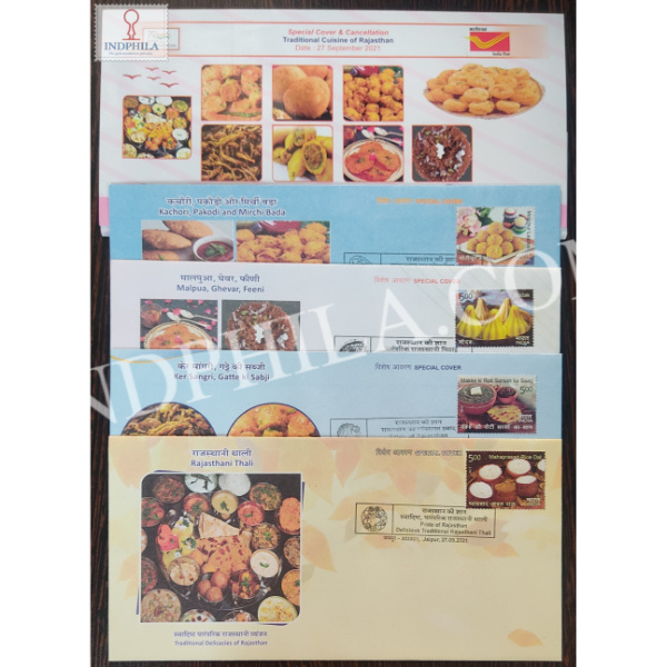 India 2021 Special Cover Of Traditional Cuisine Of Rajasthan Set Of 4 Covers 2021