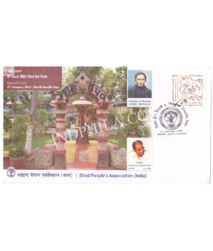 India 2021 Special Cover Of World Braille Day Blind Peoples Association 2021 Ahmedabad