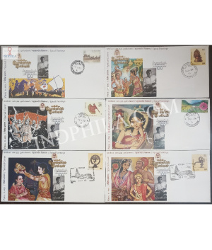 India 2024 100 Years Of Kalkis Ponniyin Selvan Epical Paintings Set Of 6 Special Covers 2024
