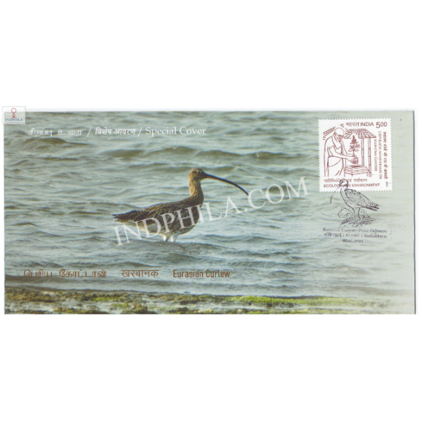 India 2024 Special Cover Of Eurasian Curlew From Point Calimere Wildlife Santury Kodiakkarai 2024