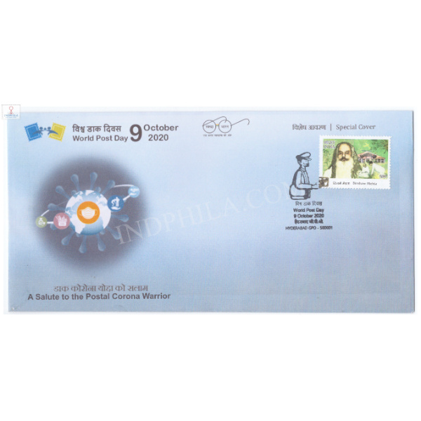 Special Cover of World Post Day A Salute to the Postal Corona Warrior was released on 9th October 2020 Hyderabad