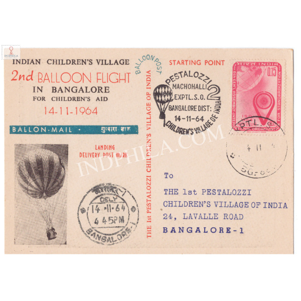 Ballon Mail Carried Cover 2nd Ballon Flight 1964