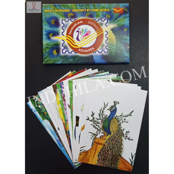 Kovaipex 2024 Beauty of Peacock Creativity by Young Artists Set of 16 Picture Post Cards