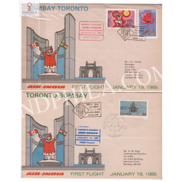 Air India First Flight Cover Bombay Toronto to Toronto Bombay 1985