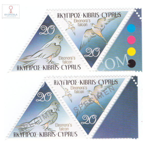 Eleonoras falcon cyprus Normal and Specimen MNH Stamp