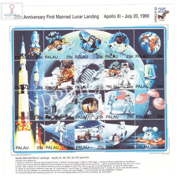 First Moon Landing 25th Anniversary Palau MNH Sheet