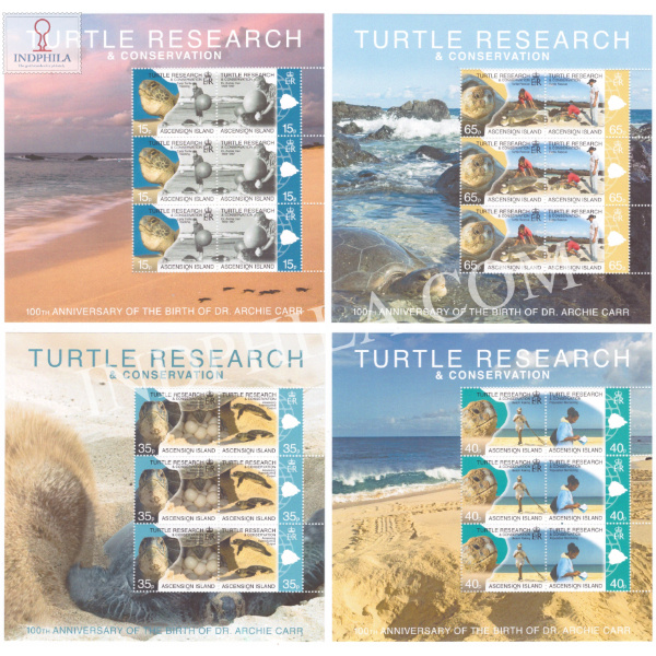Turtle Reserch and Conservation Ascension Island Set of 4 MNH Mini Sheet
