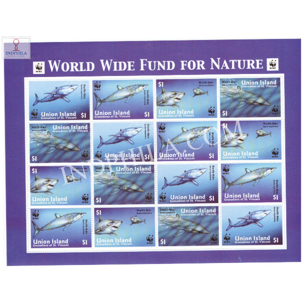 WWF Fish Marine Life Shark Union Island MNH Sheet