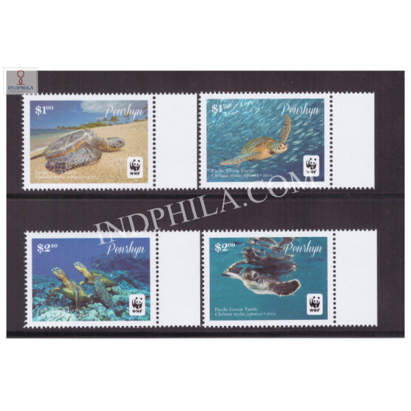 WWF Pecific Green Turtle Penrhyn Set of 4 MNH Stamp
