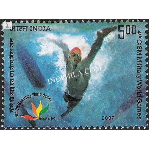 India 2007 4Th Cism Military World Games Swiming Mnh Single Stamp