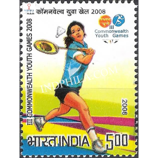 India 2008 III Commonwealth Youth Games 2008 Badminton Mnh Single Stamp