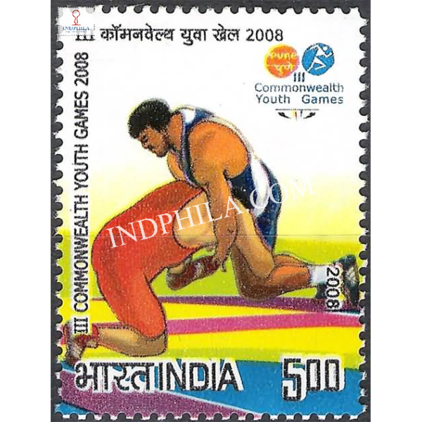 India 2008 III Commonwealth Youth Games 2008 Wrestling Mnh Single Stamp