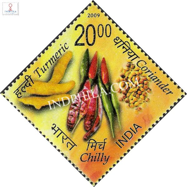 India 2009 Spices of India Turmeric Corianderand Chilly Mnh Single Stamp