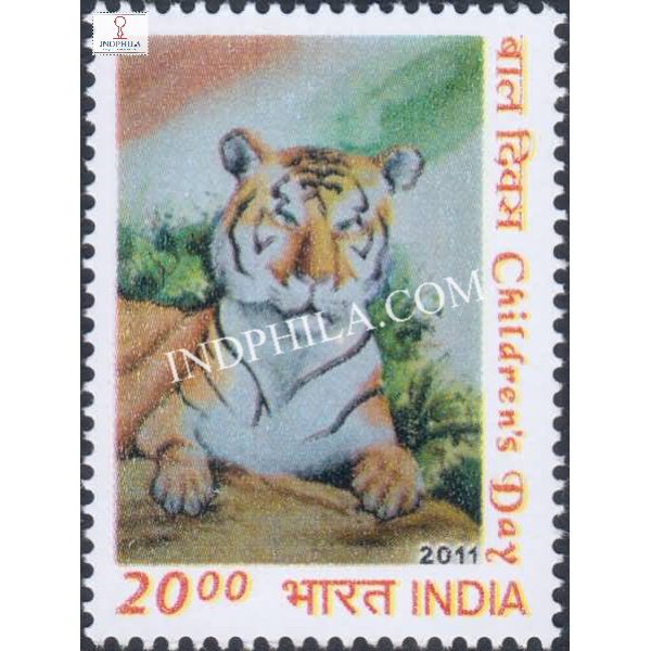 India 2011 Childrens Day Sitting Tiger Mnh Single Stamp