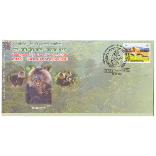 India 2020 Special Cover of Lion Tailed Macaque