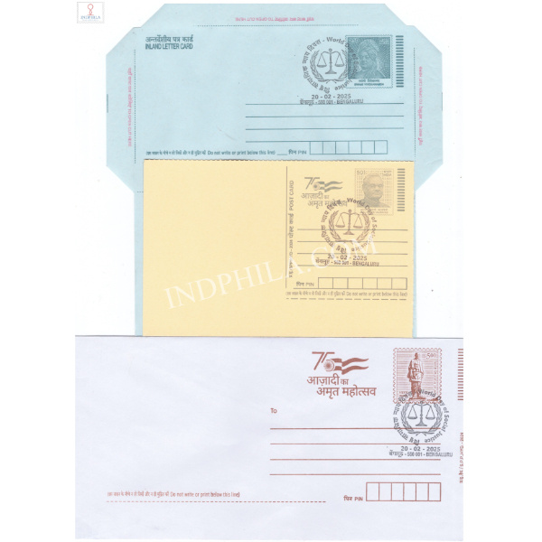 Special Cancellation of World Day of Social Justice on Postal Stationery Postcard Inland Letter and Envelope