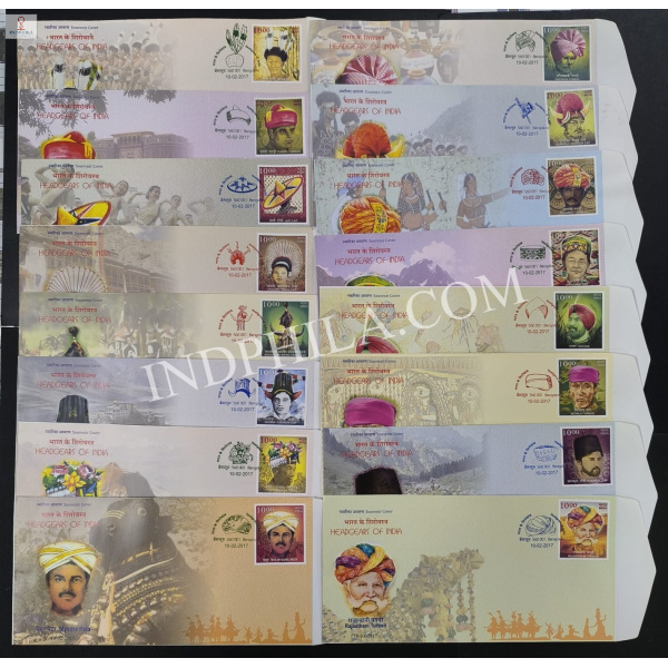 Souvenir Pack of Headgears of India Set of 16 Covers 2017