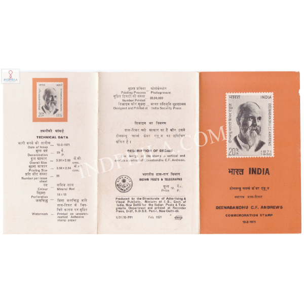 Deenabandhu Charles Freer Anews Birth Centenary Brochure 1971