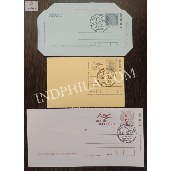 Special Cancellation of World Elephant Day 2025 on Postal Stationery Postcard Inland Letter and Envelope