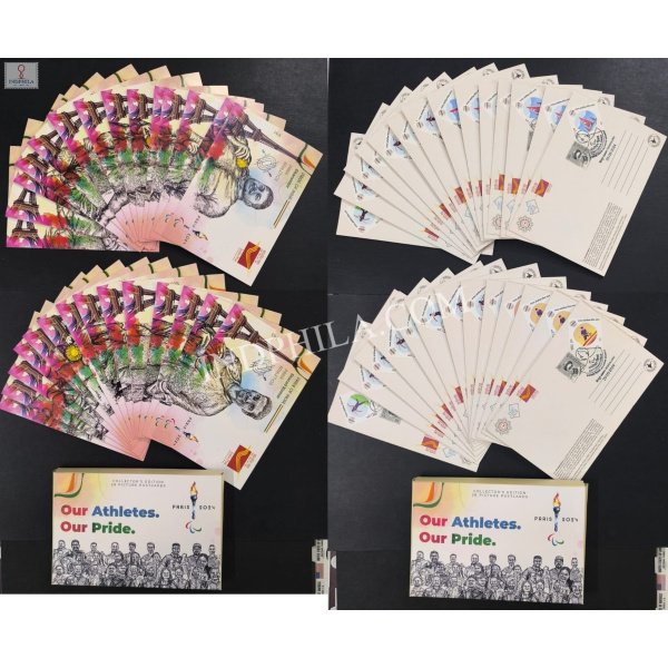 Cancelled Picture Postcards of Antyodaya Diwas Paralympic Athletes 2024 Set of 28