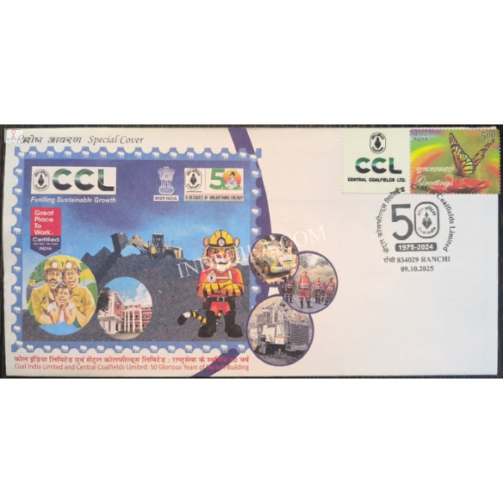 India 2025 Special Cover of 50 Glorious Years of Central Coalfields ...